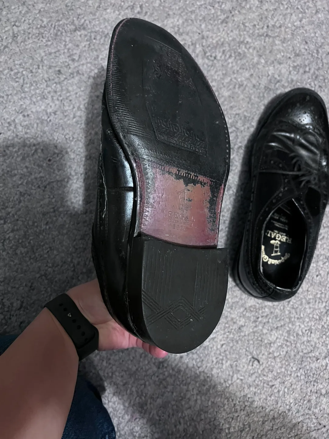 Regal Imperial Grade Black Leather Wingtip Shoes image indicator(2)