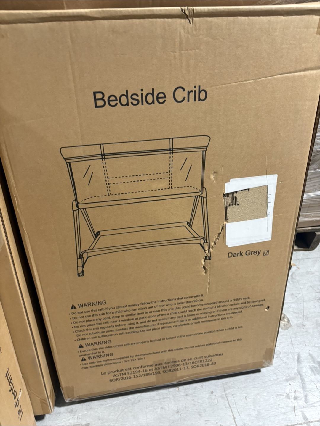 Bedside Crib - Dark Grey