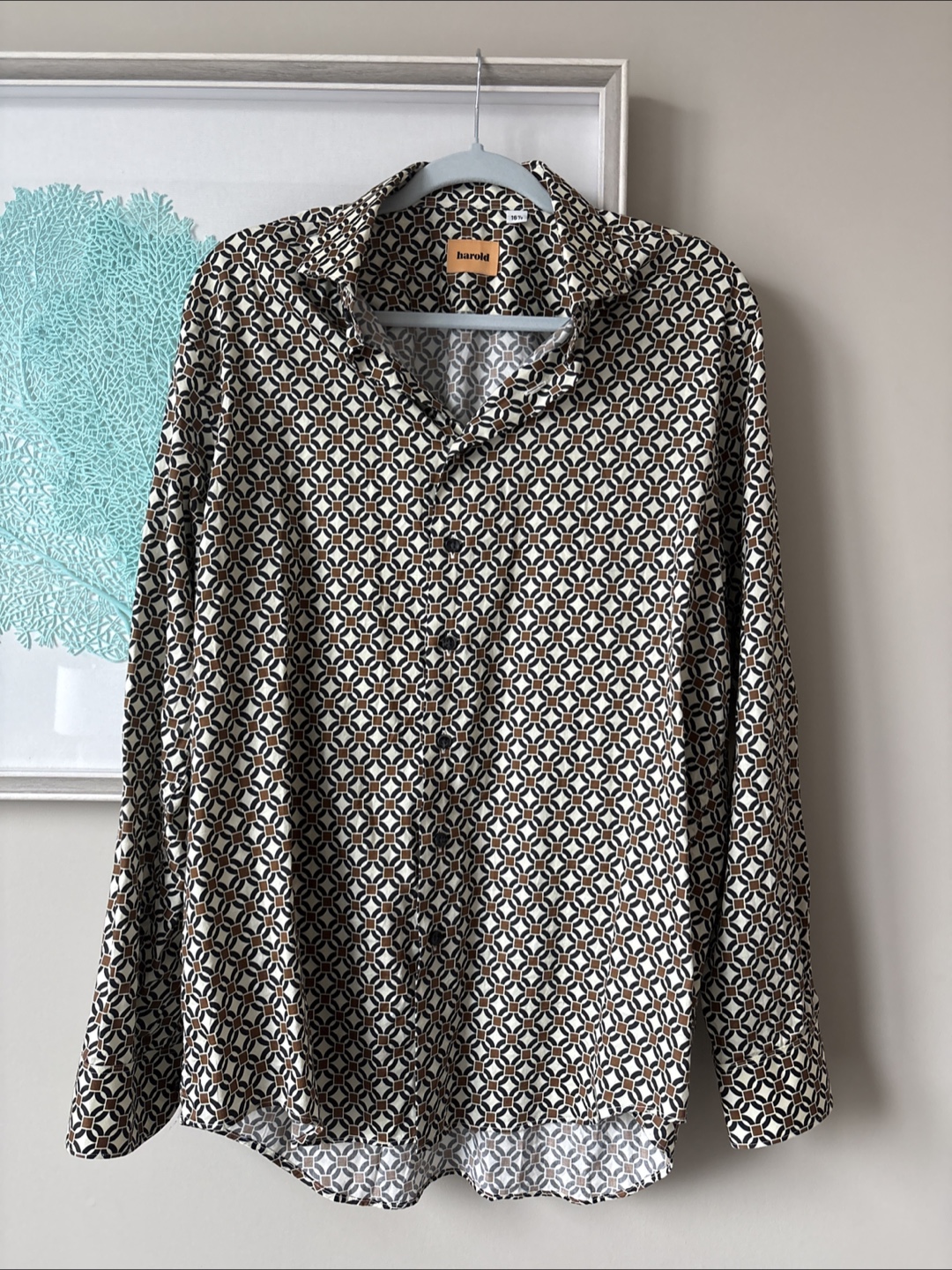 Harold Men's Patterned Button-Up Shirt - Size 16 1/2