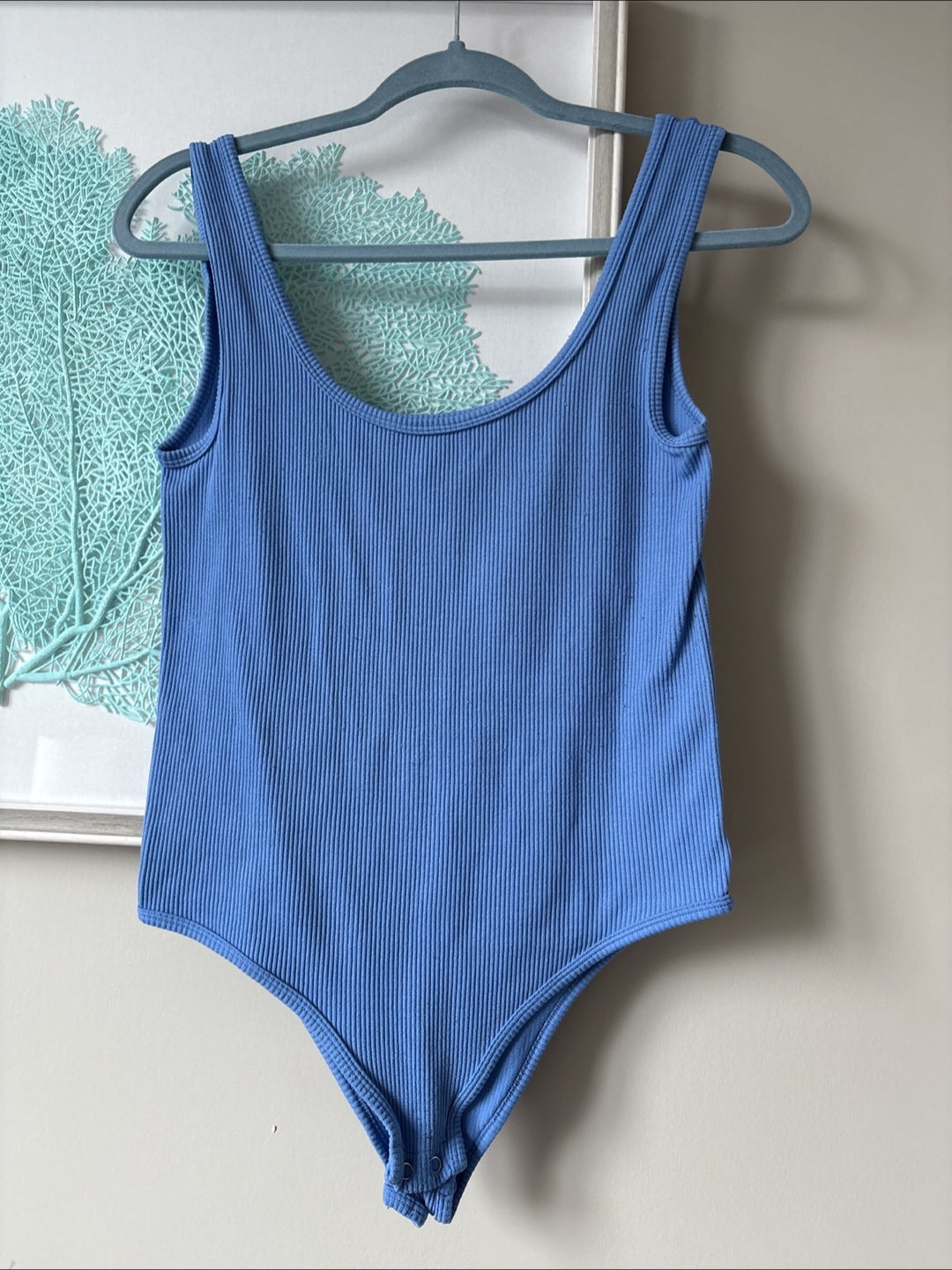 Blue Ribbed Tank Bodysuit - photo 2