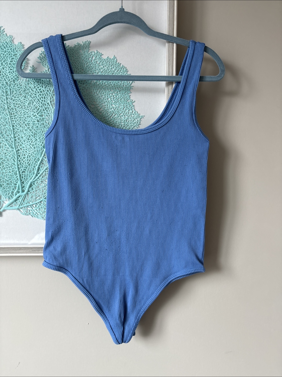 Blue Ribbed Tank Bodysuit - photo 3