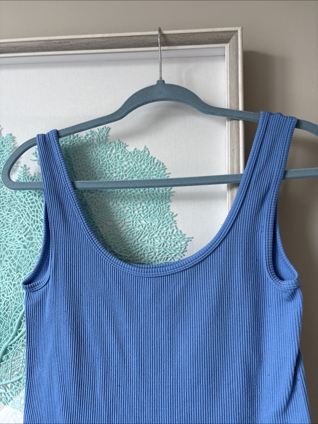 Blue Ribbed Tank Bodysuit