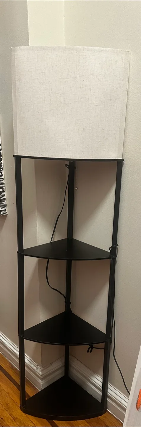 Corner Shelf Floor Lamp - Black Metal Frame thumbnail