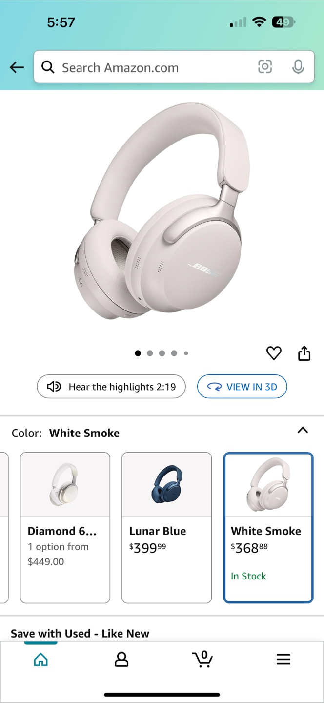 Bose Noise Cancelling Headphones 700 - White Smoke