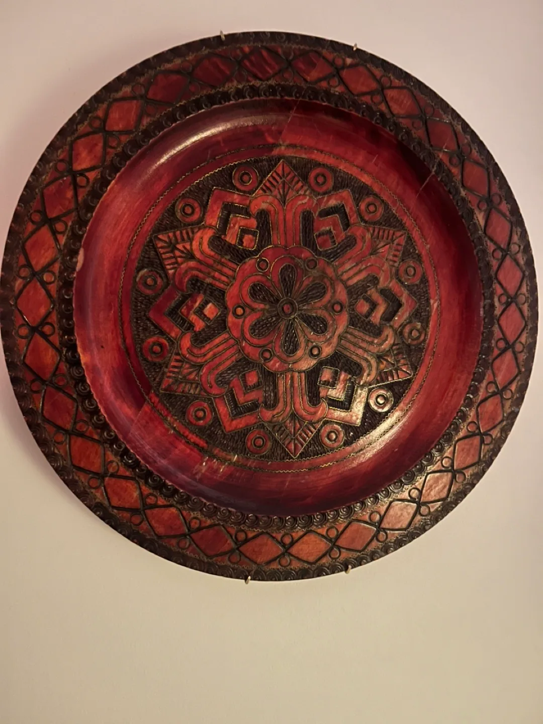 Vintage Carved Wooden Plate thumbnail
