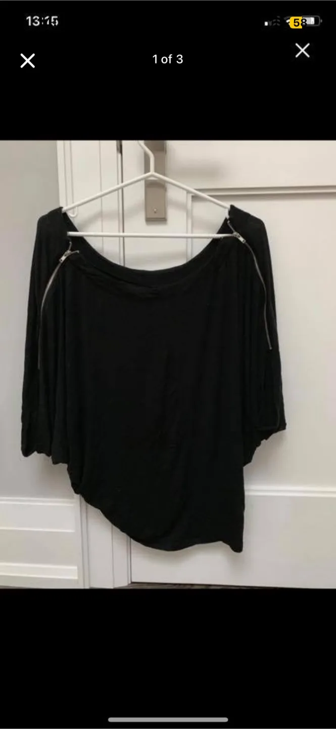 Black Top with Zipper shoulders thumbnail