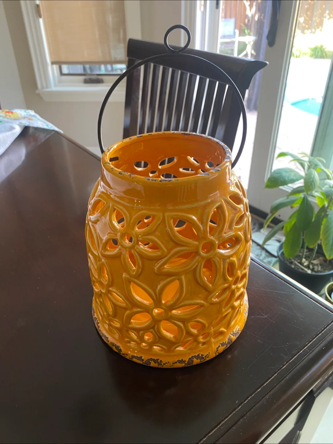 Yellow Floral Ceramic Lantern image indicator(2)