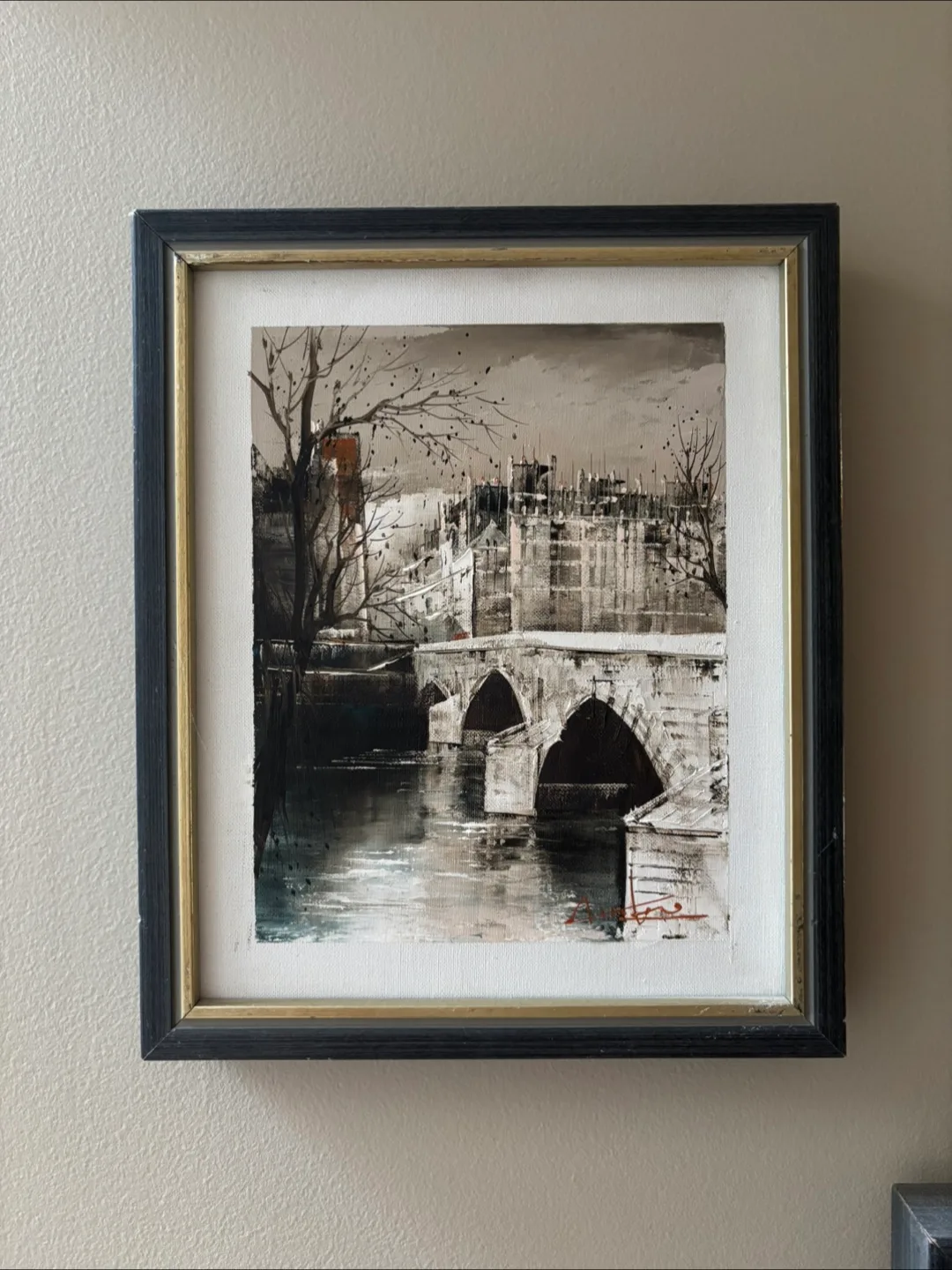 🇨🇦Framed Bridge oil Painting thumbnail