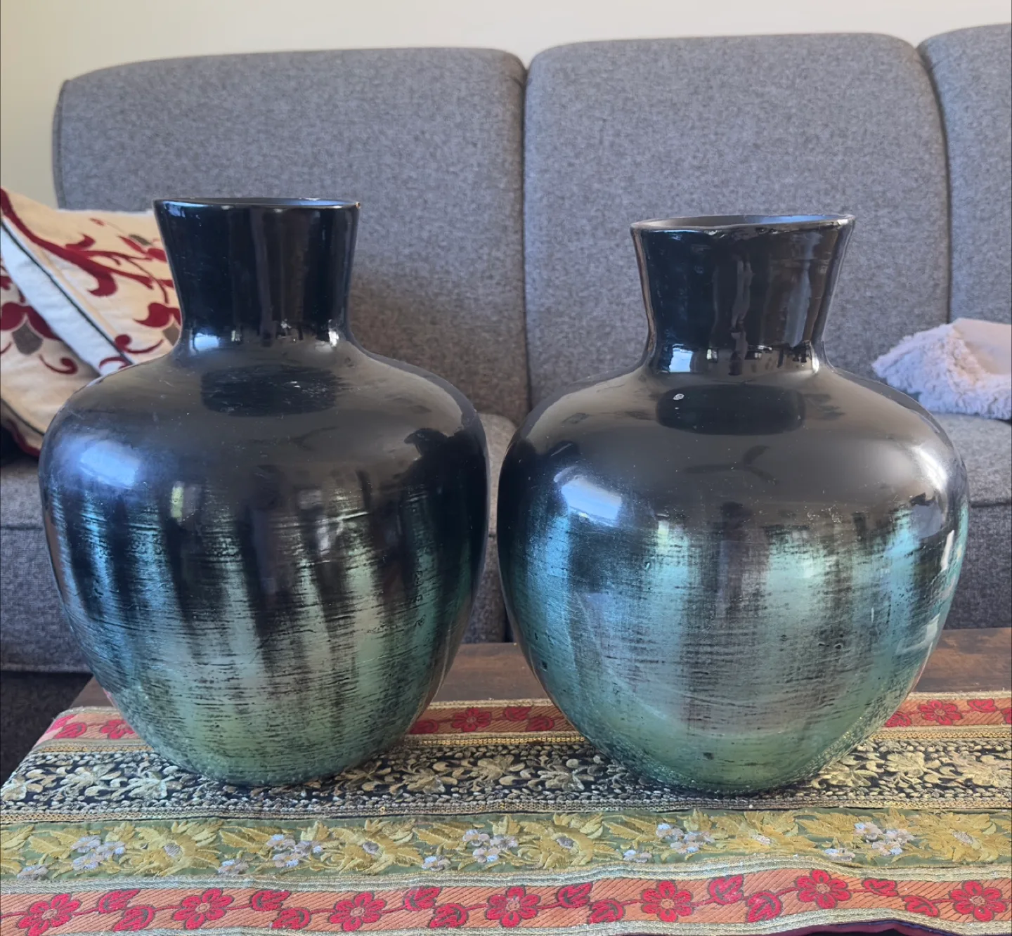 Pair of Decorative Black Vases thumbnail