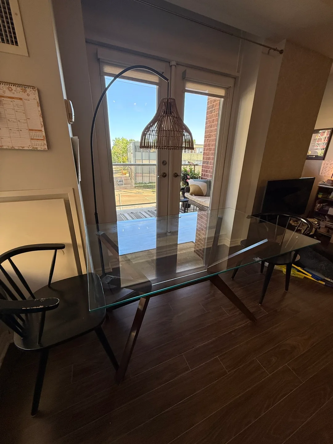 Glass Top Dining Table with Wood Base image indicator(4)