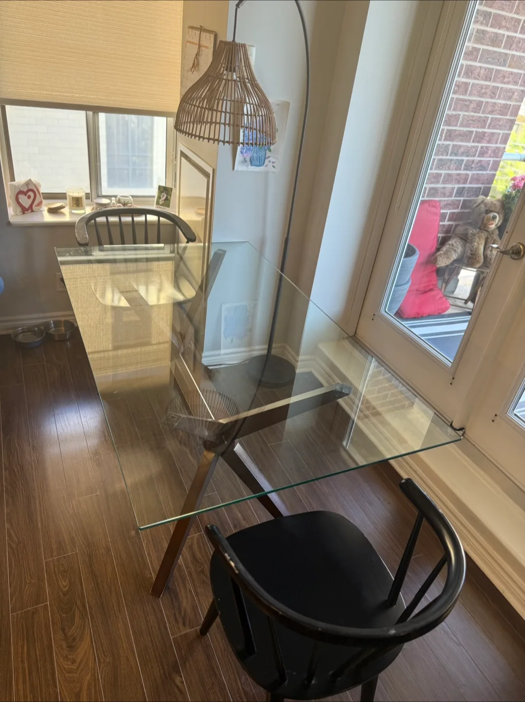 Glass Top Dining Table with Wood Base image indicator(3)