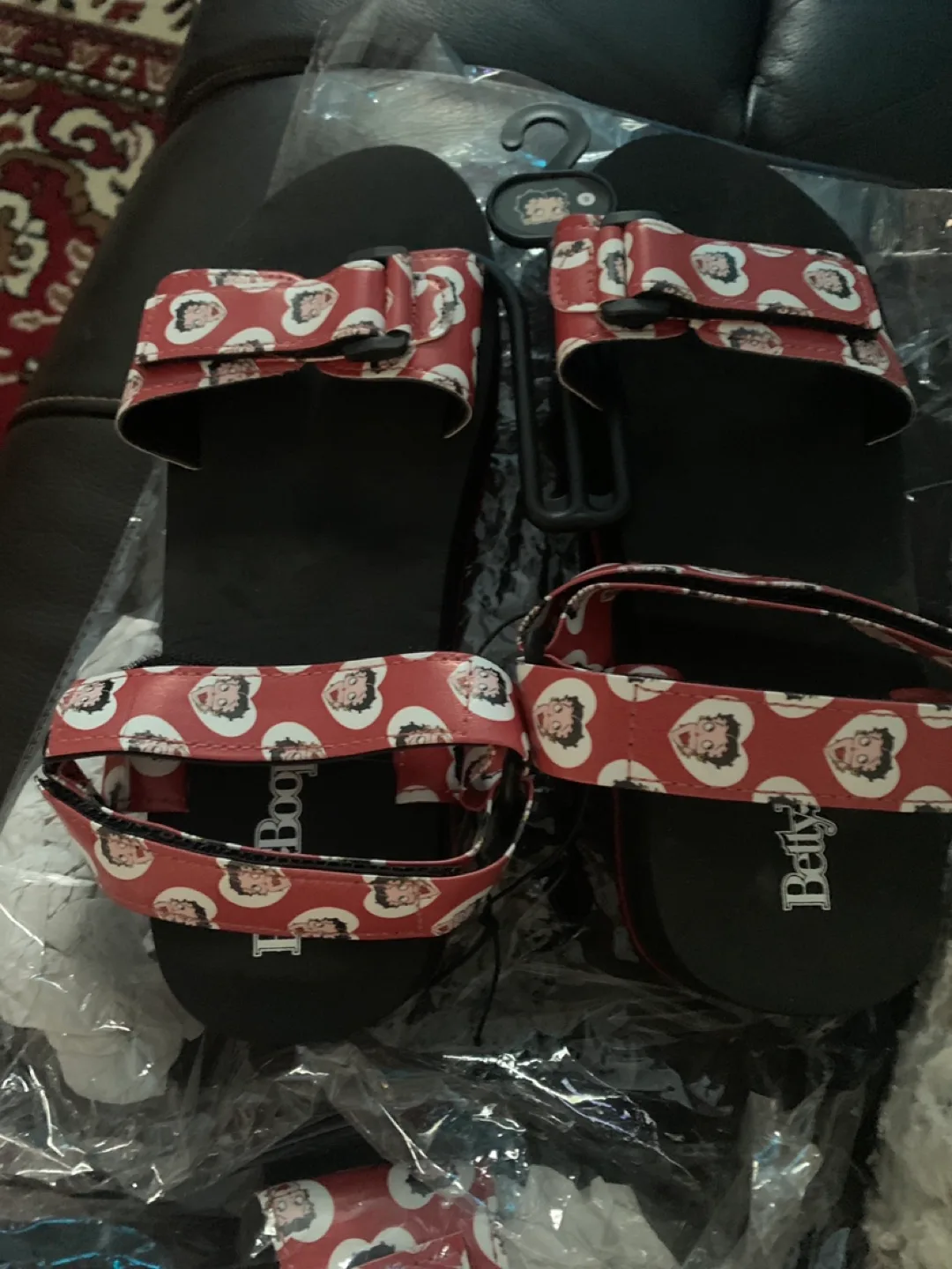 Betty Boop Red & Black Sandals thumbnail