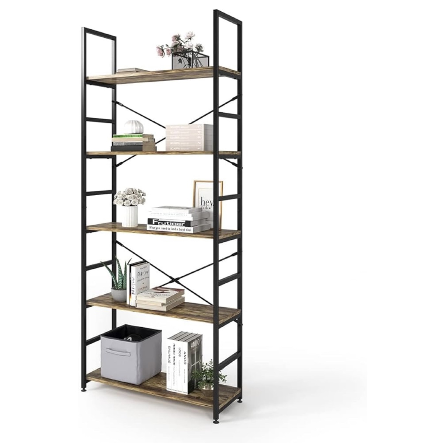 Rustic Brown 6-Tier Bookshelf