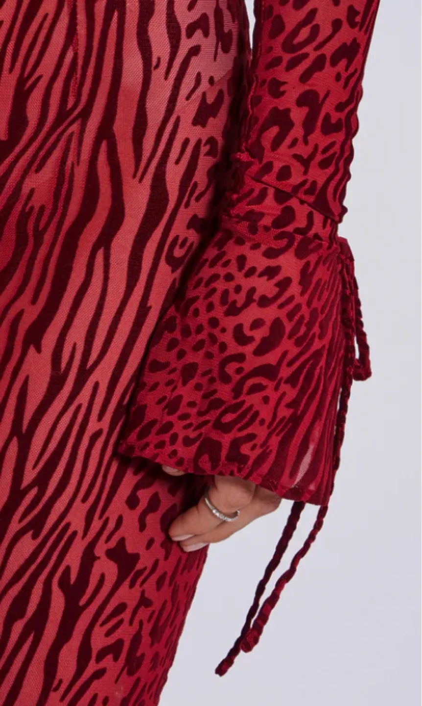 Brand New with Tag: Mesh Animal Print Backless Maxi Dress image indicator(3)