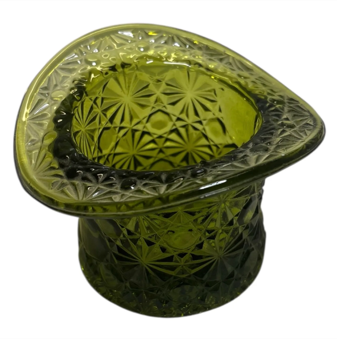 Green Glass Top Hat Figurine Fenton Daisy Button thumbnail