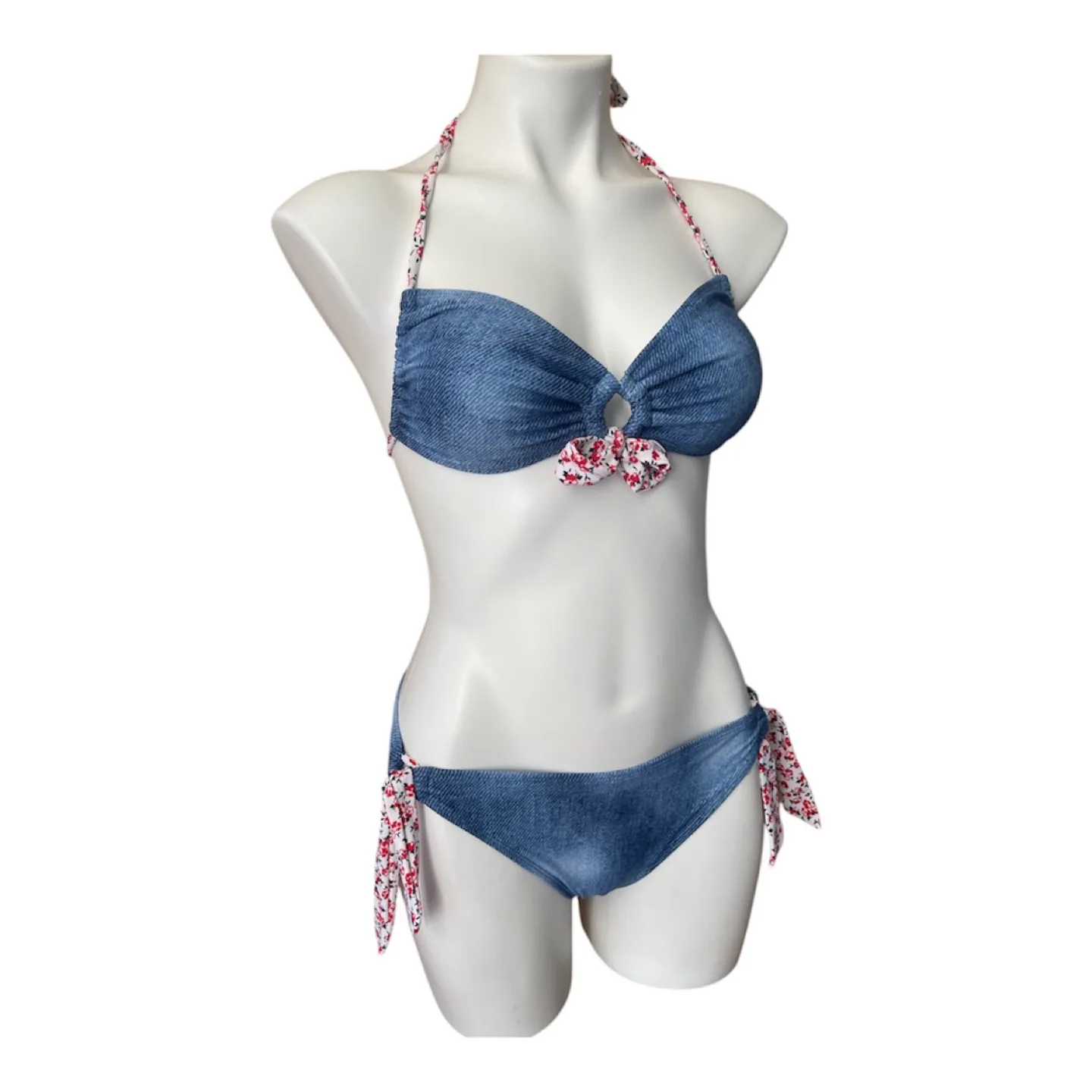 Vintage 2000s Y2K Blue ‘Denim Look’ Bikini Set image indicator(2)