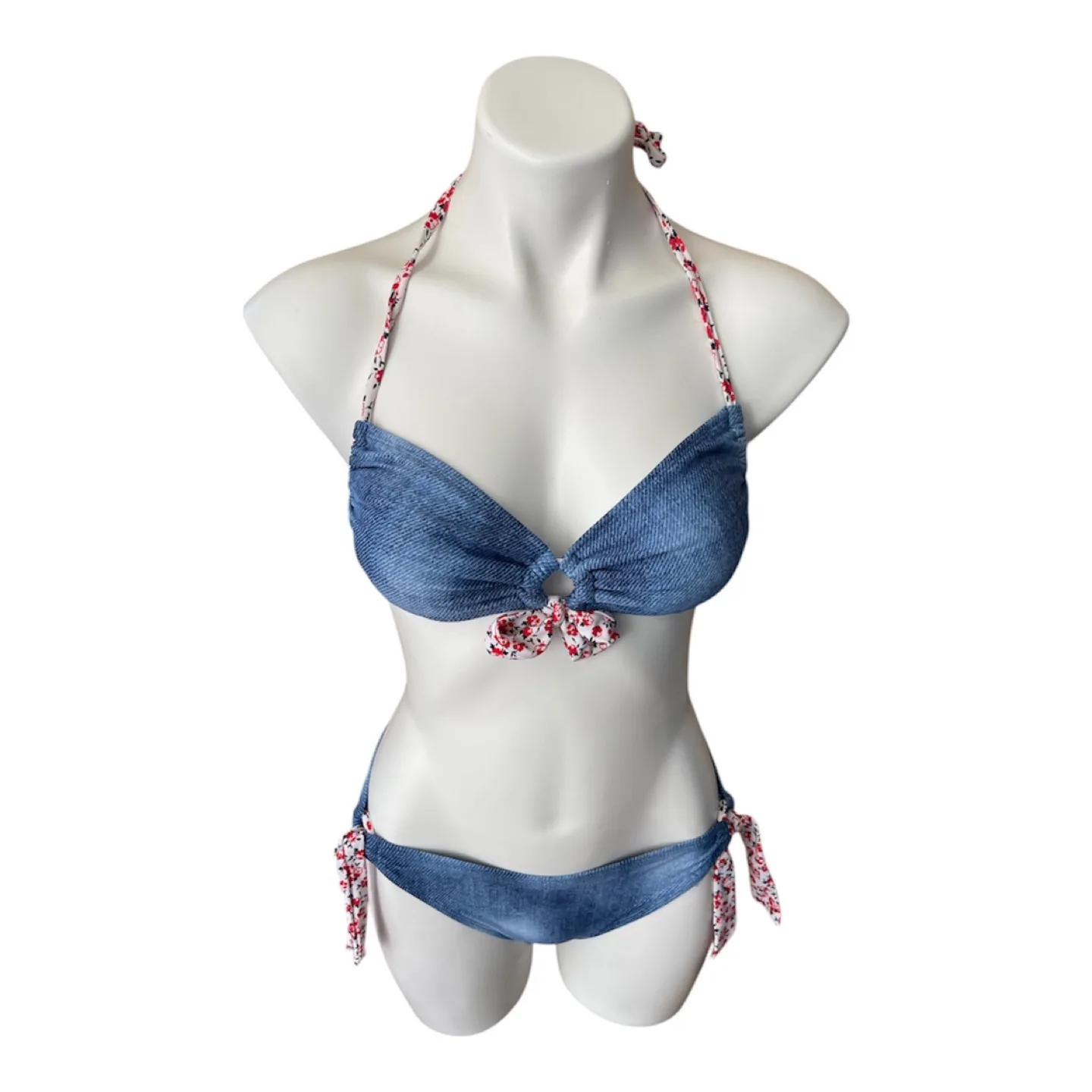 Vintage 2000s Y2K Blue ‘Denim Look’ Bikini Set image indicator(3)