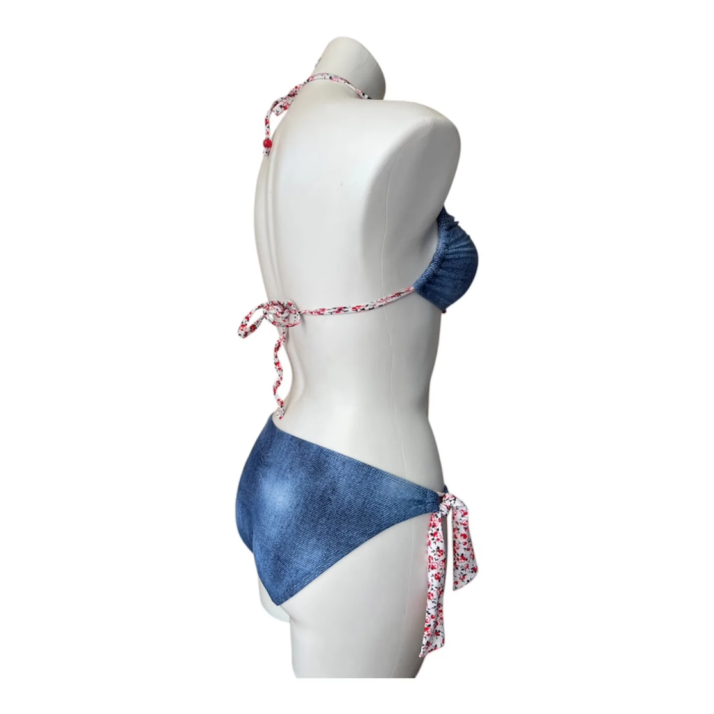 Vintage 2000s Y2K Blue ‘Denim Look’ Bikini Set image indicator(7)