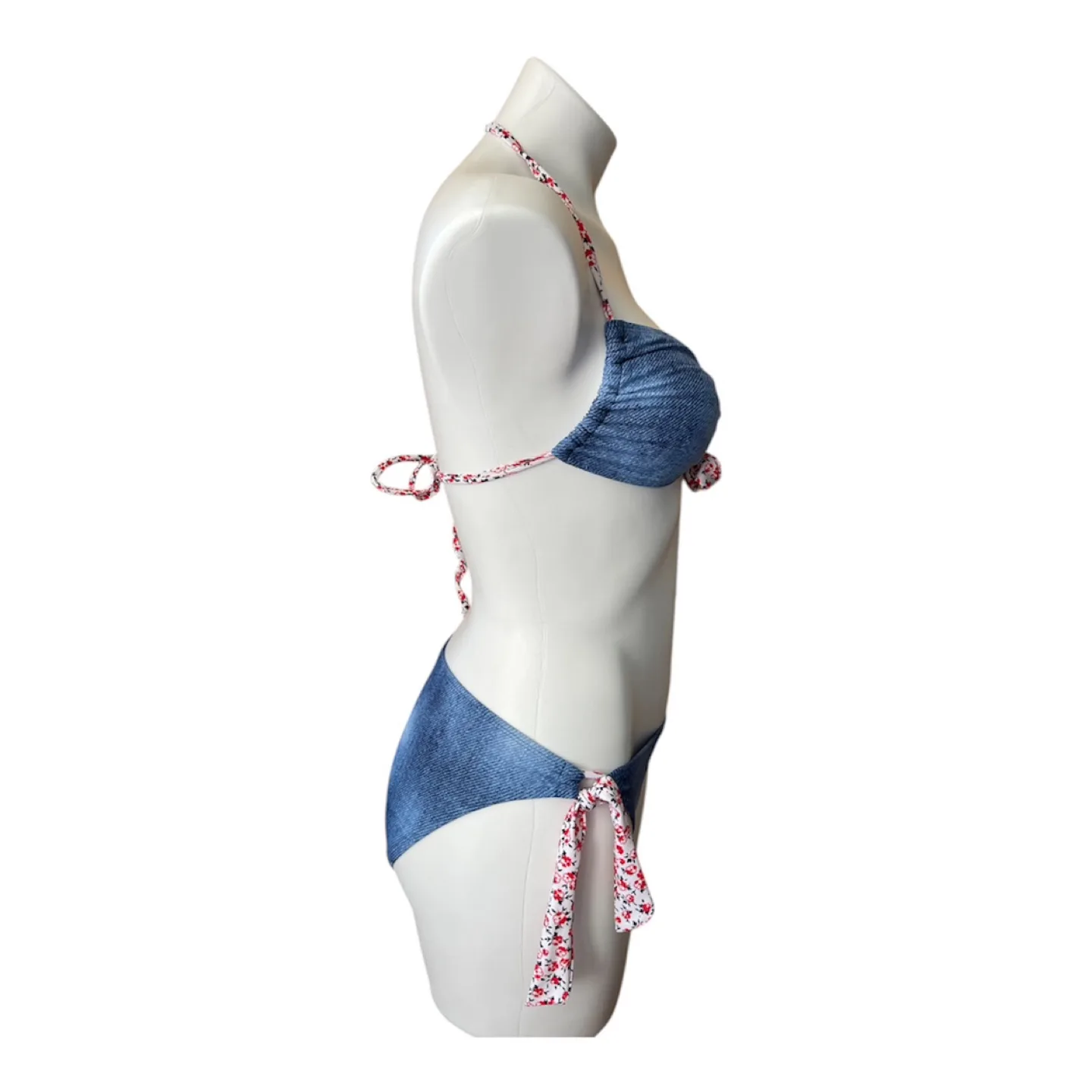 Vintage 2000s Y2K Blue ‘Denim Look’ Bikini Set image indicator(8)