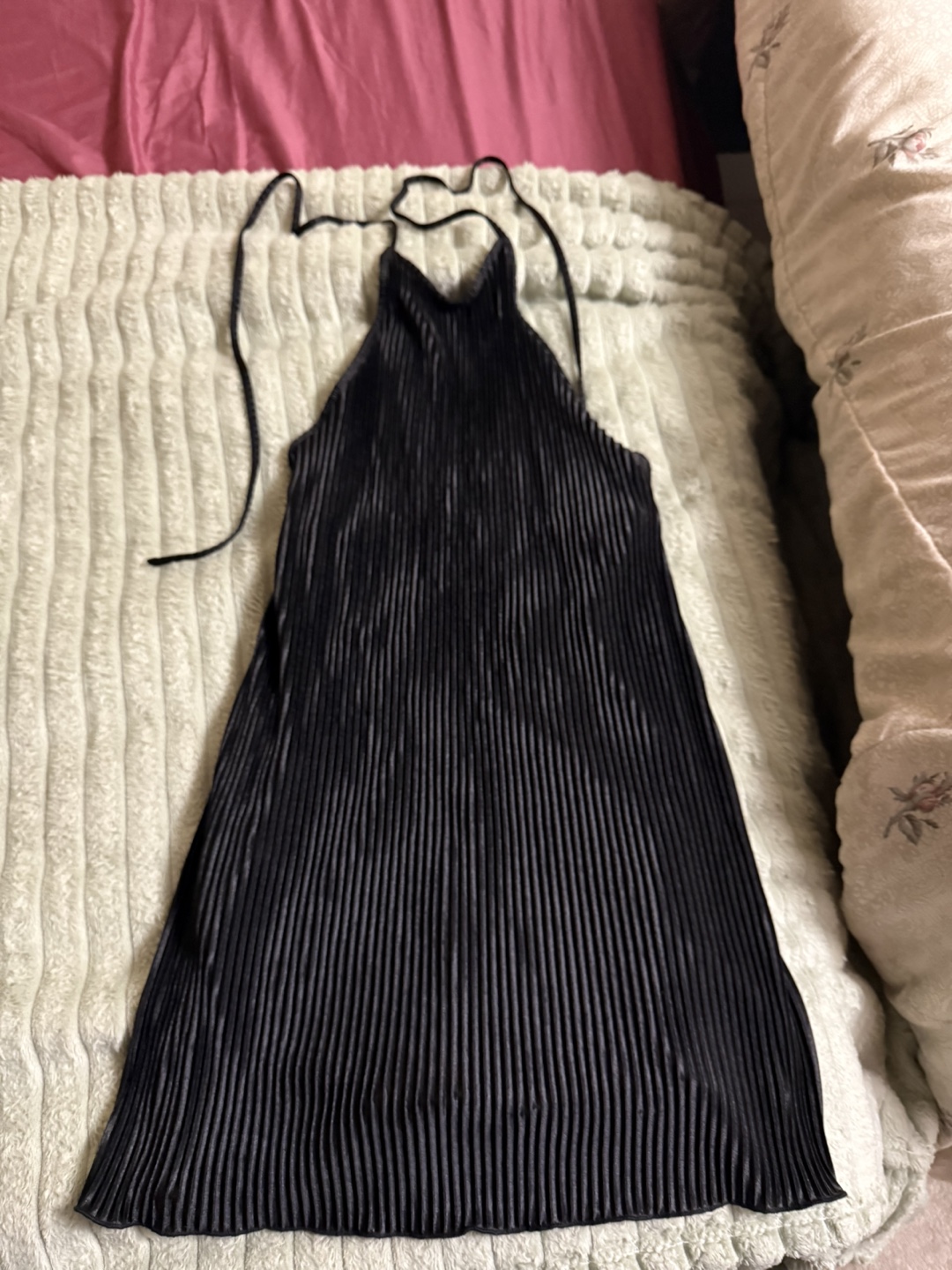 Black Pleated Halter Dress Shein Brand