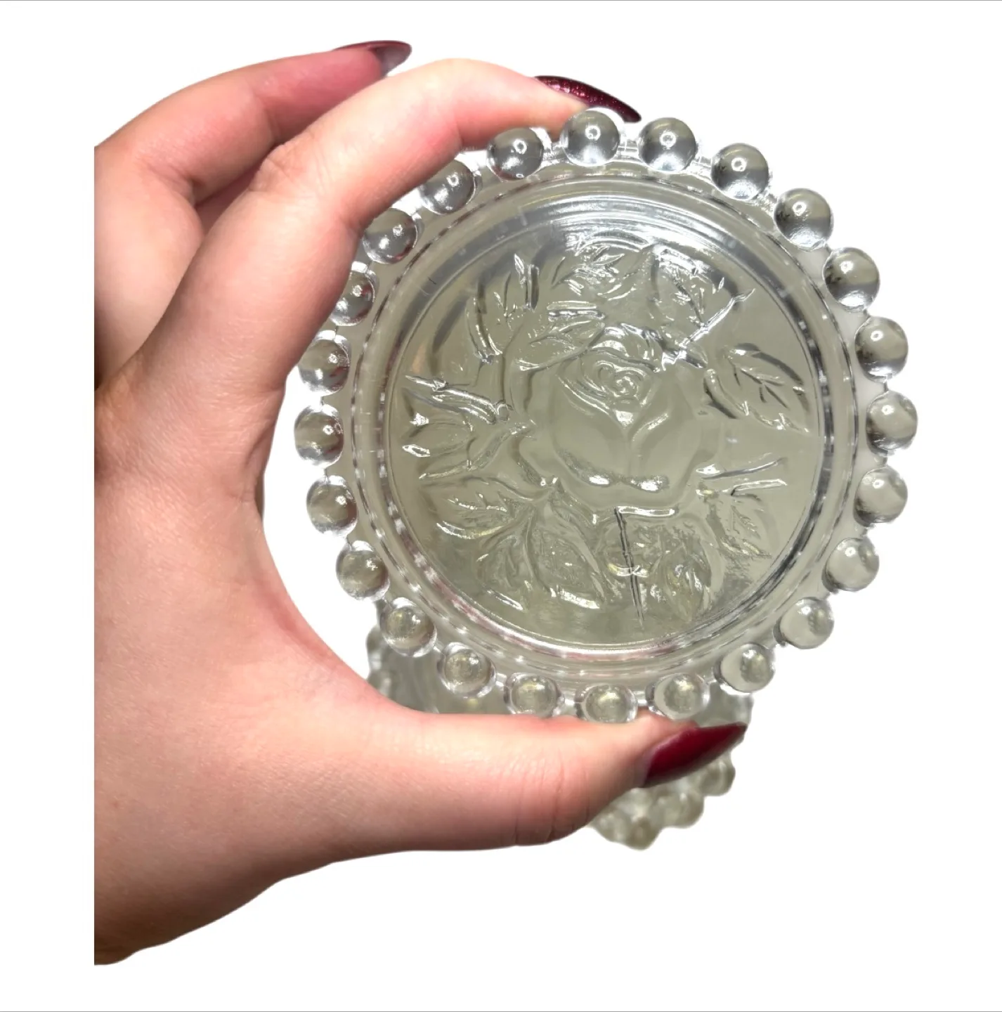 Clear Glass Coasters x4 with Rose Design thumbnail