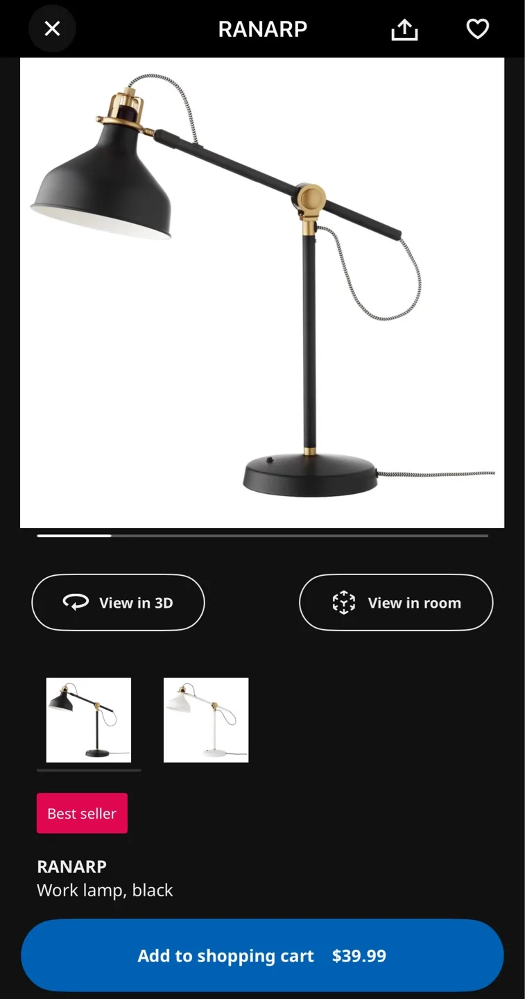 IKEA RANARP Black Work Lamp image indicator(2)