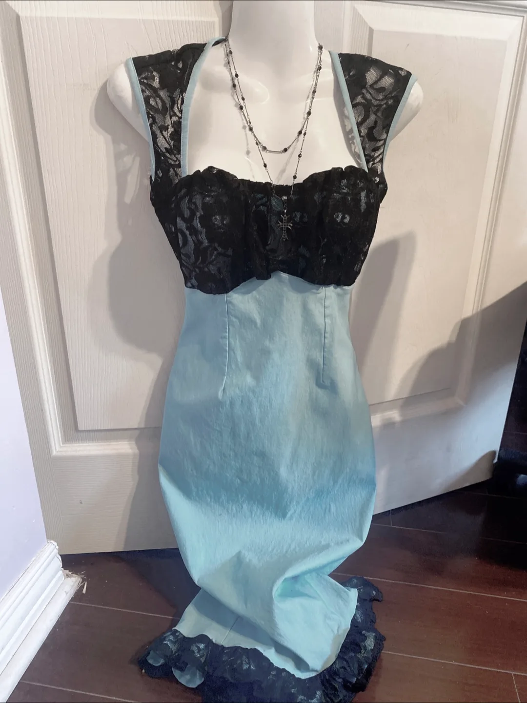 Light Blue & Black Lace Dress thumbnail