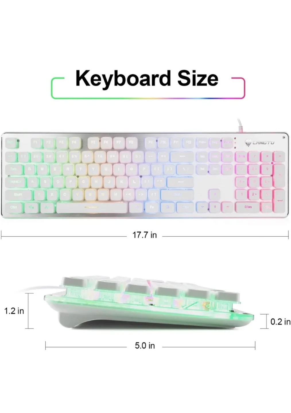 LANGTU L1 White Membrane Gaming Wired Keyboard image indicator(3)