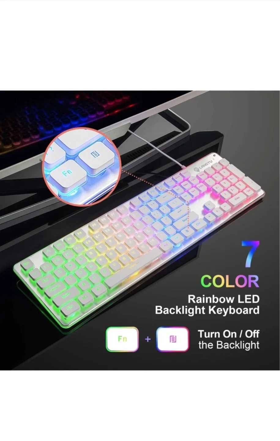 LANGTU L1 White Membrane Gaming Wired Keyboard image indicator(6)