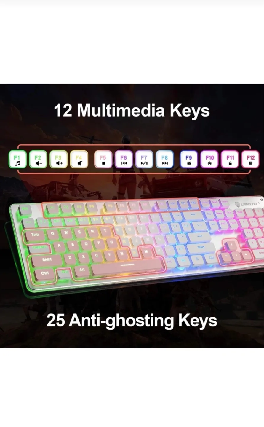LANGTU L1 White Membrane Gaming Wired Keyboard image indicator(7)
