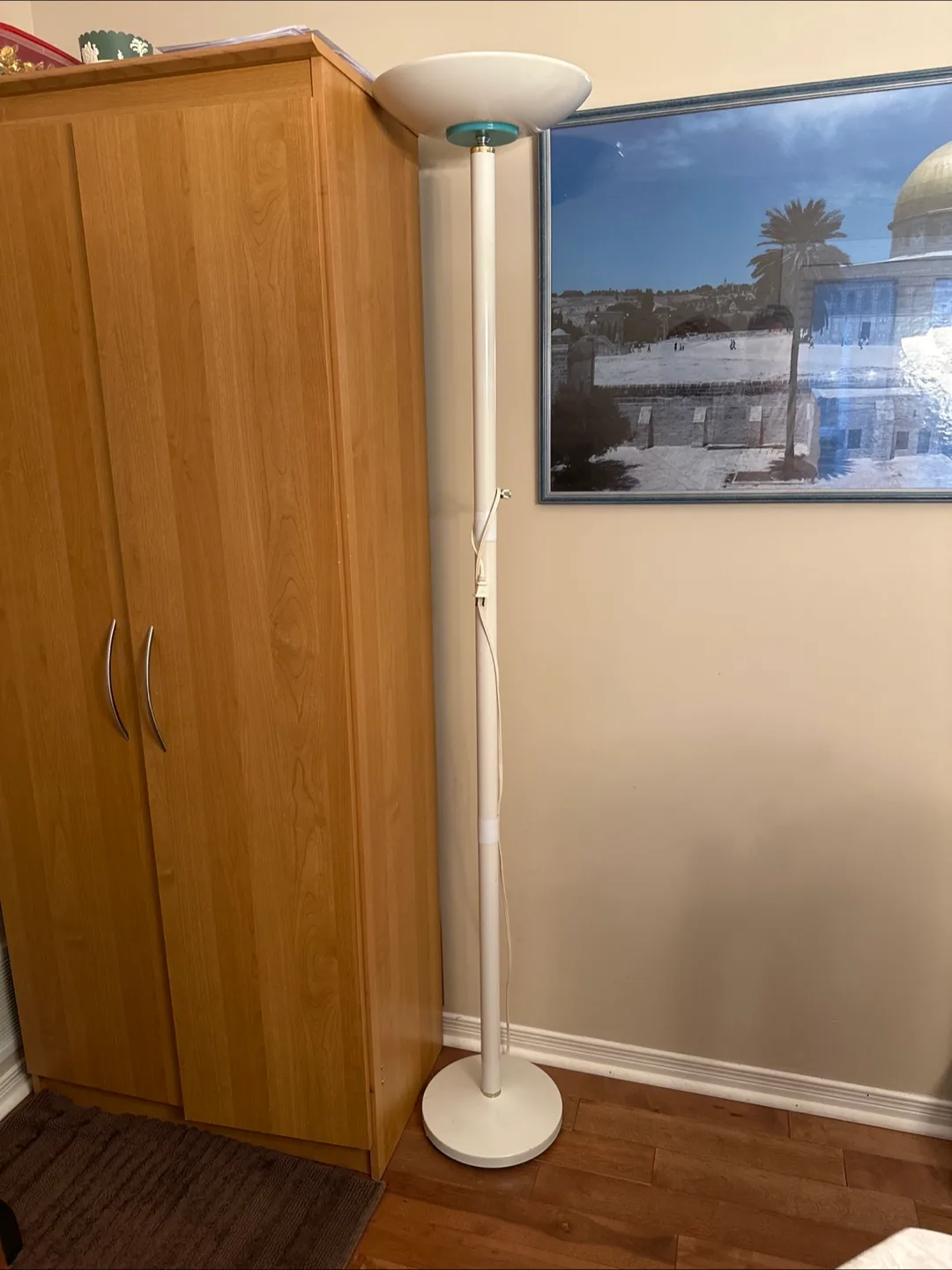 White Floor Lamp with high and low light setting thumbnail