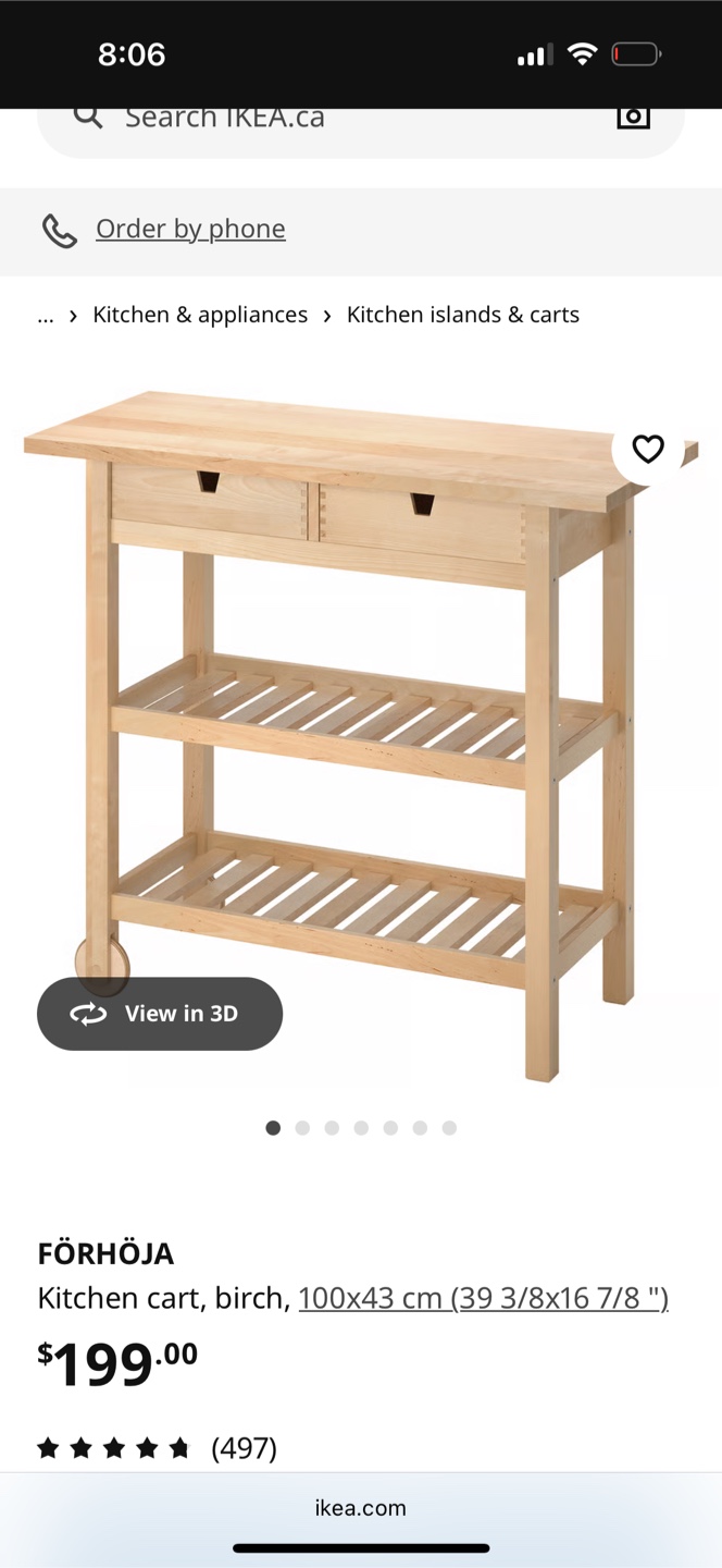 IKEA FÖRHÖJA Kitchen Cart, Birch - photo 2