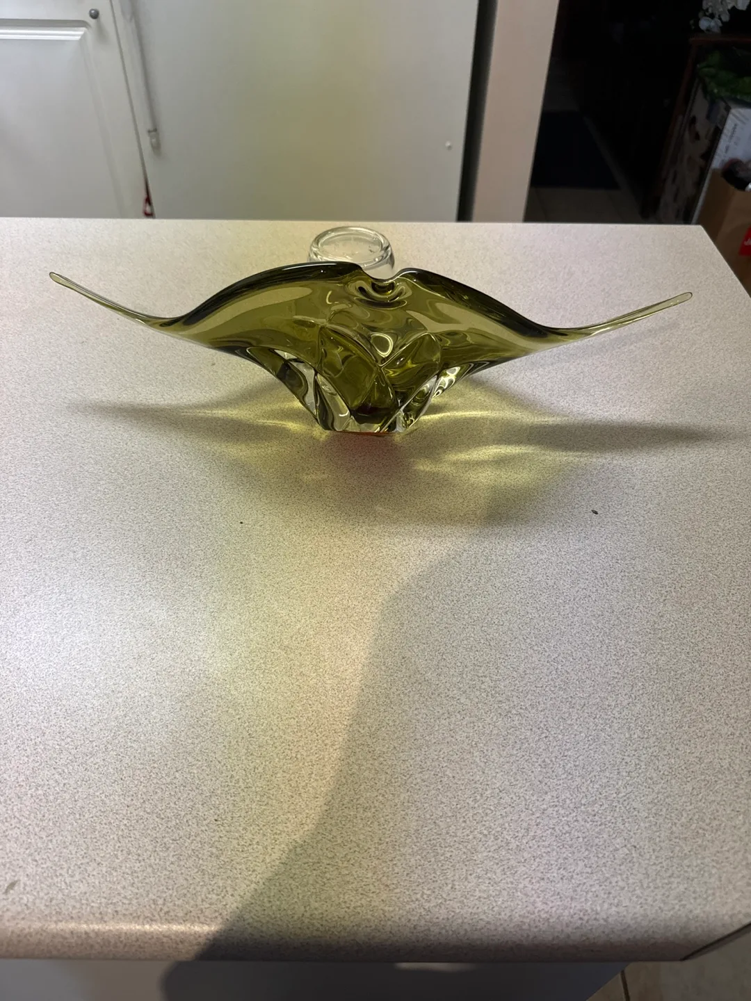 Vintage Art Glass Vase - Olive Green image indicator(2)