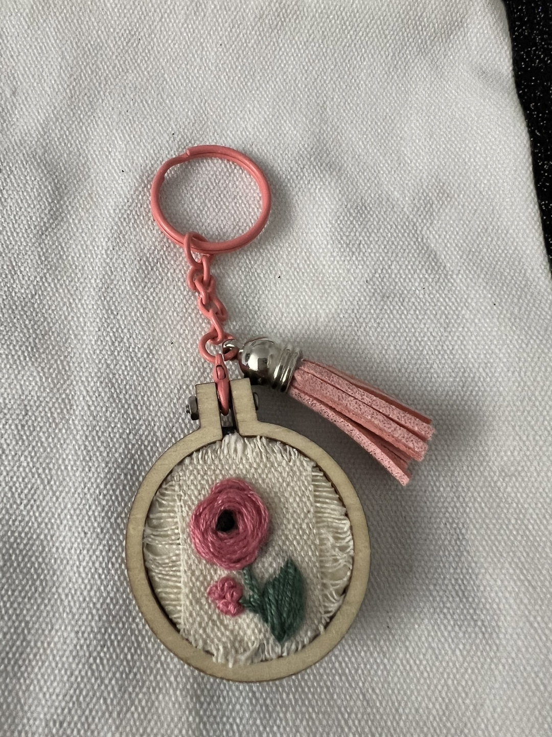 Handmade Embroidered Flower Keychains - photo 3