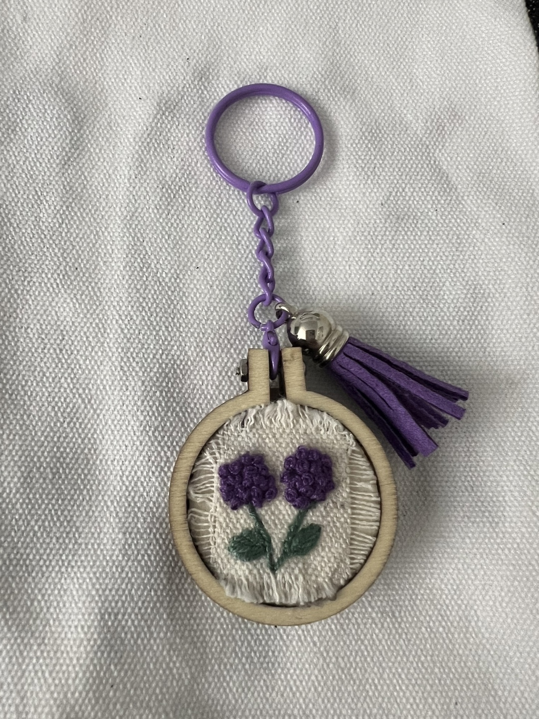 Handmade Embroidered Flower Keychains