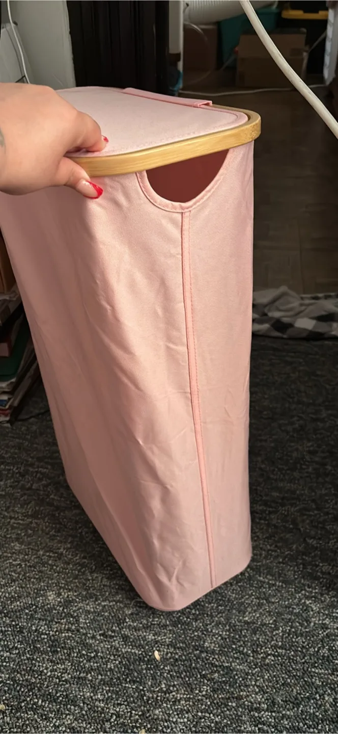 Pink Laundry Hamper with Lid thumbnail