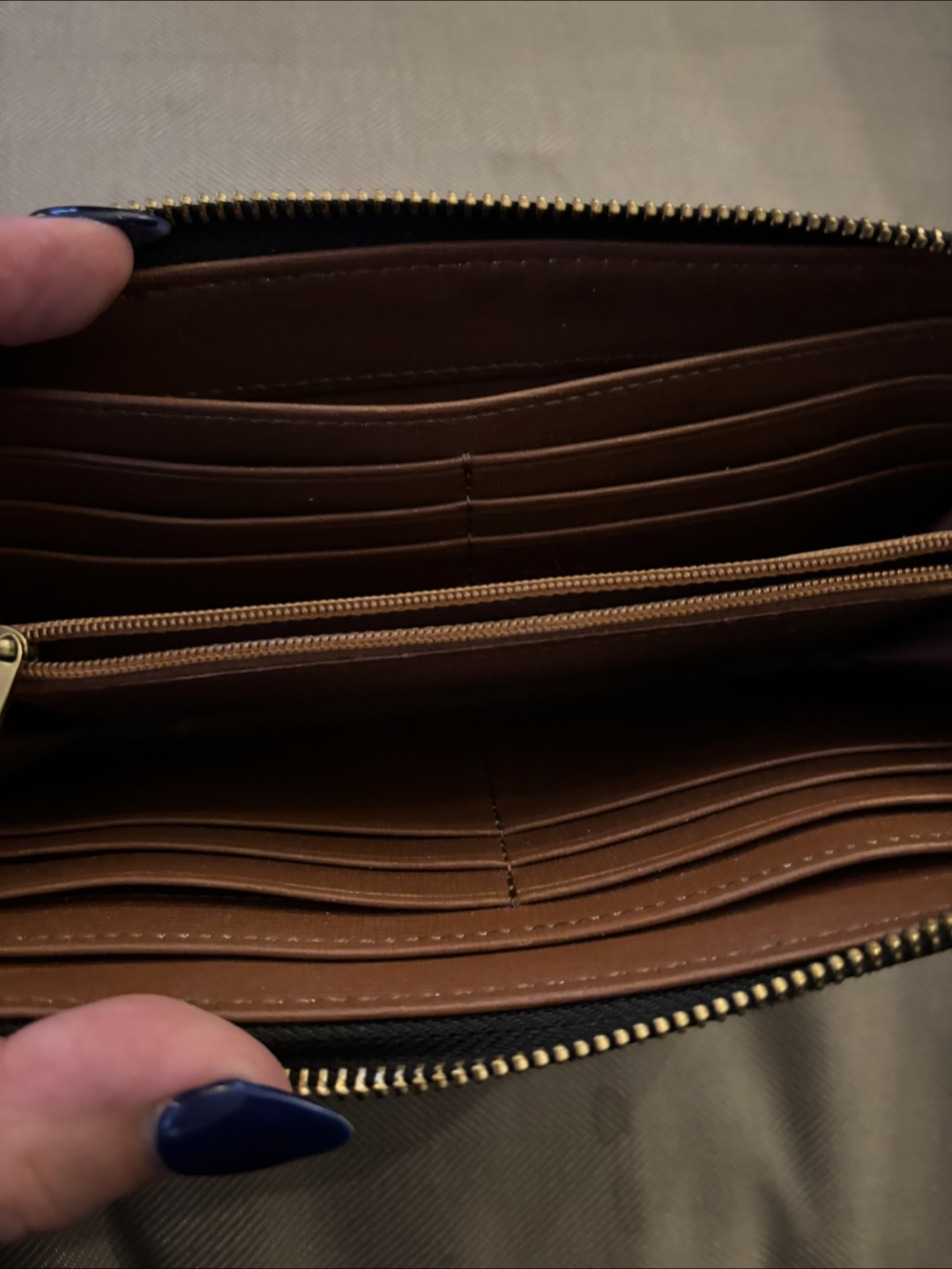 Fossil Leather Wallet Wristlet - Brown and White - photo 4