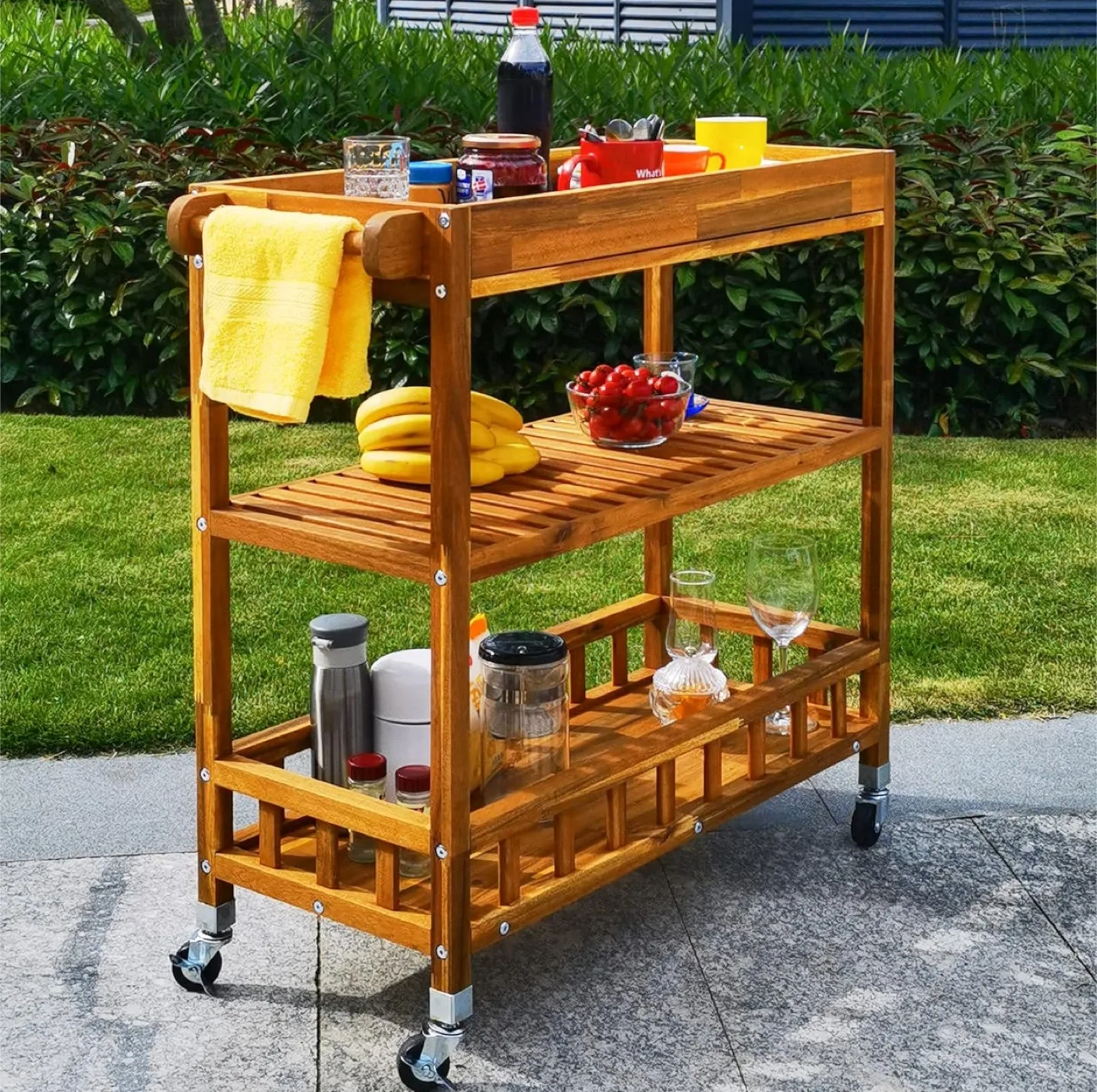 Brand new Wooden Kitchen Serving Cart with Wheels image indicator(3)