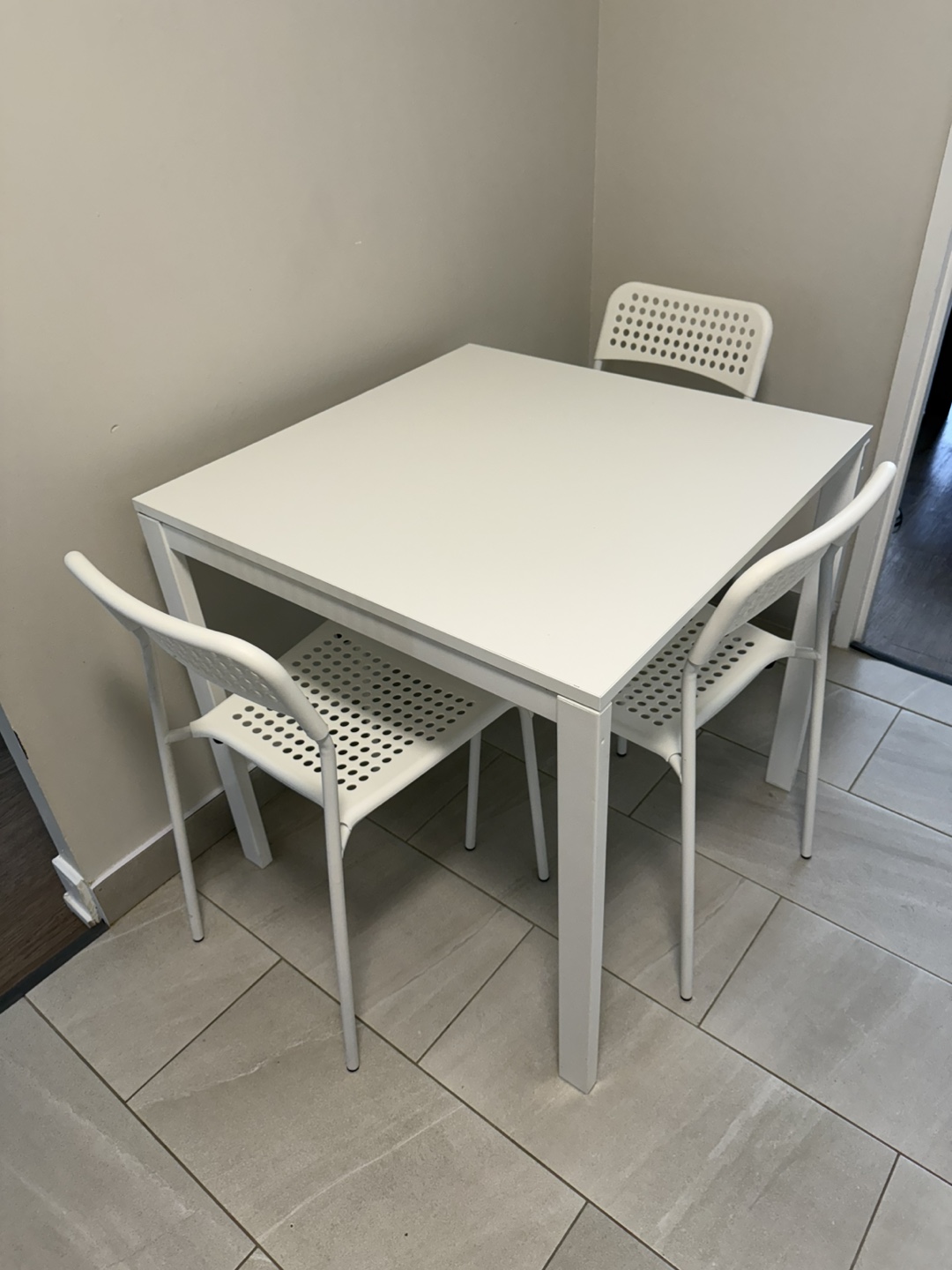 IKEA Adde White Chair & Square Table