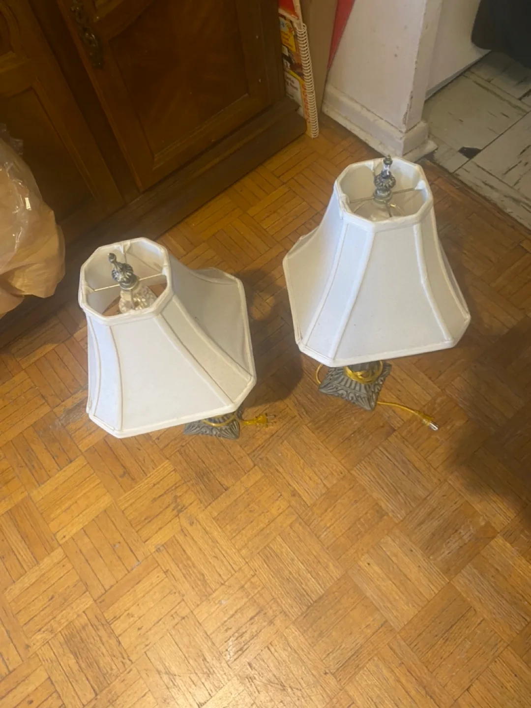 Pair of Lamps with White Shades image indicator(2)