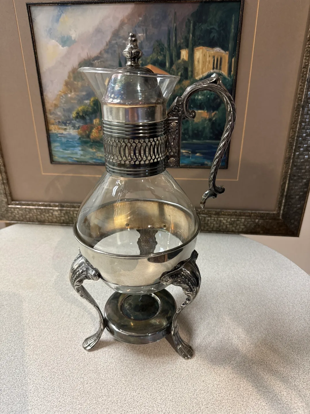 Vintage Silver Plated Glass Coffee Pot thumbnail