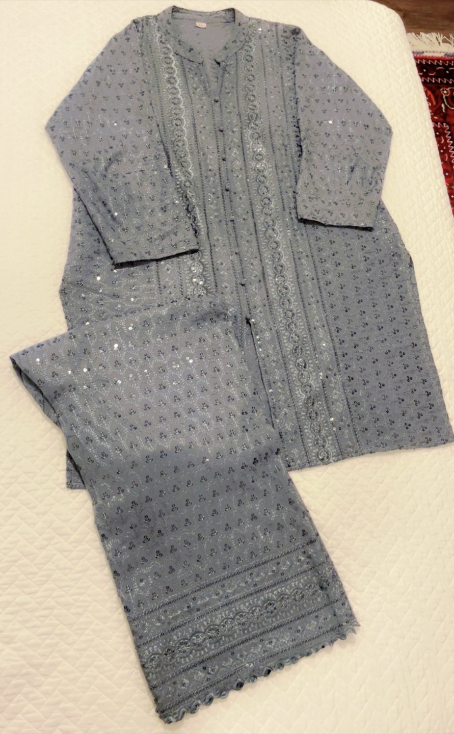 Grey Embroidered Shalwar Kameez Suit - photo 3
