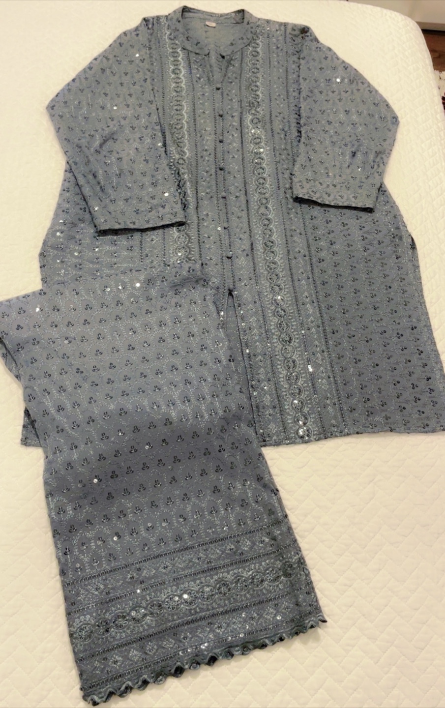 Grey Embroidered Shalwar Kameez Suit