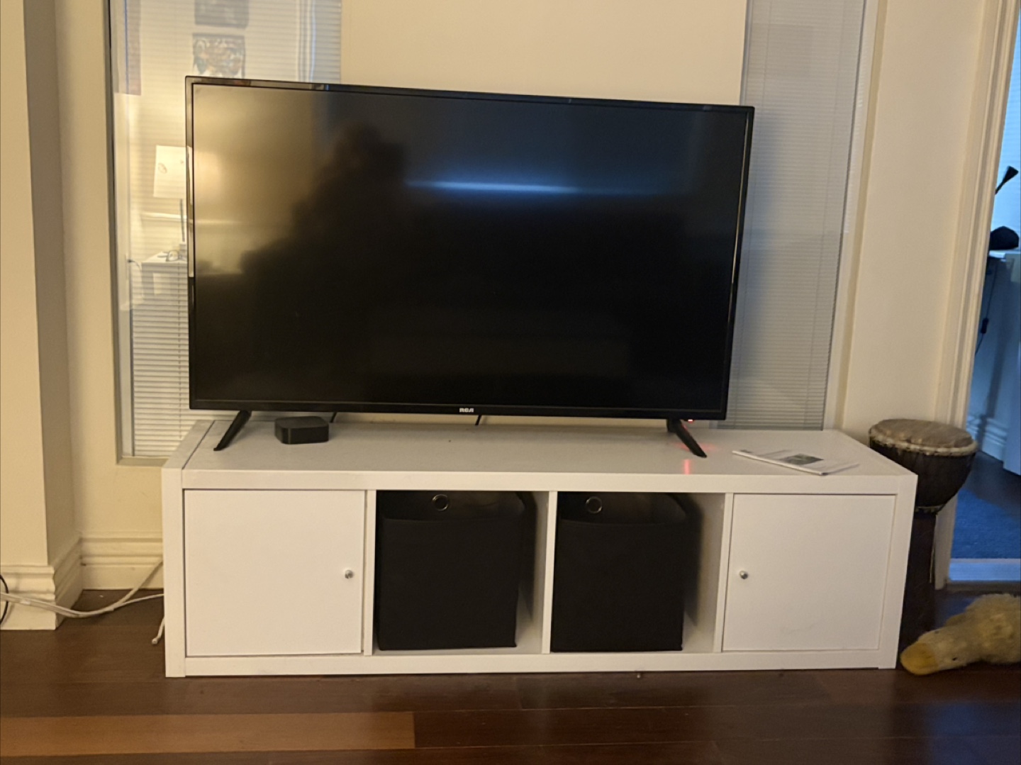 White TV Stand with Storage - photo 2