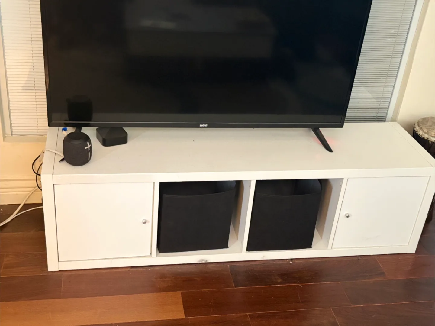 White TV Stand with Storage thumbnail
