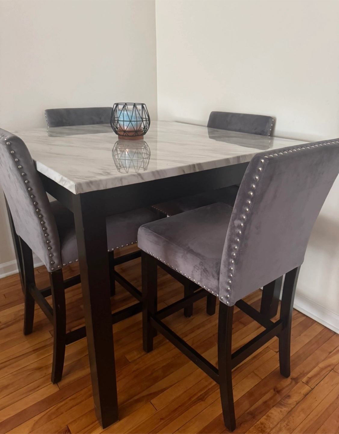 Counter Height Dining Table with 4 Chairs - Gray