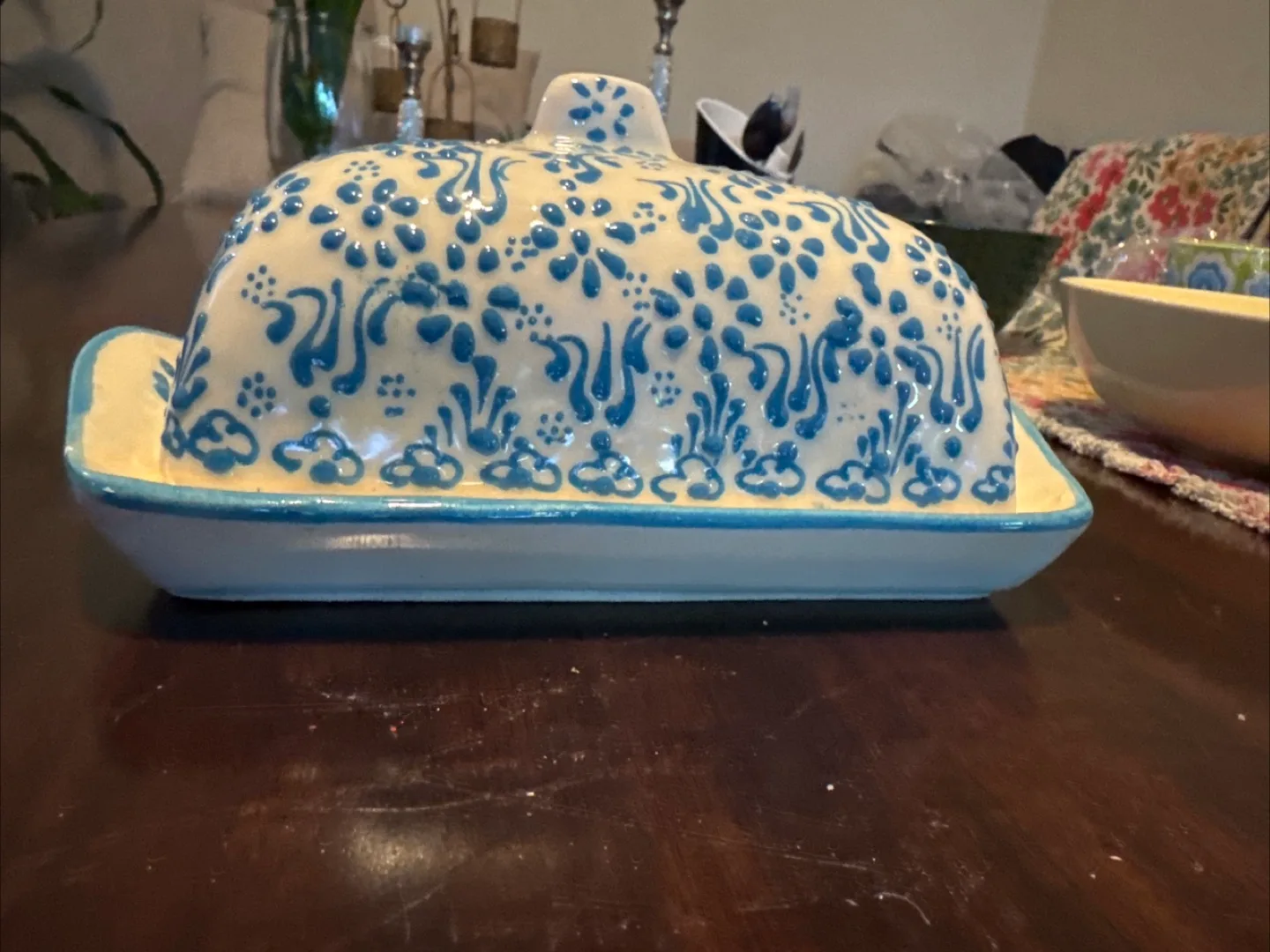 Handpainted Turkish Ceramic Butter Dish thumbnail