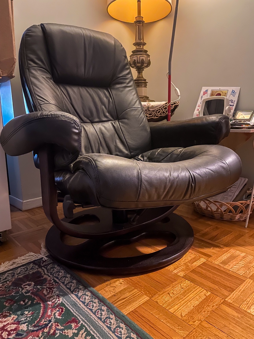 Black Leather Swivel Armchair