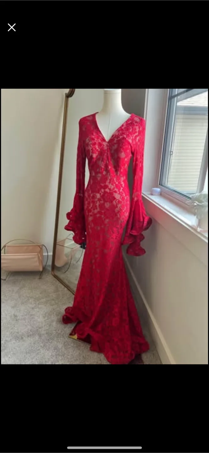 Red Lace Maxi Dress thumbnail