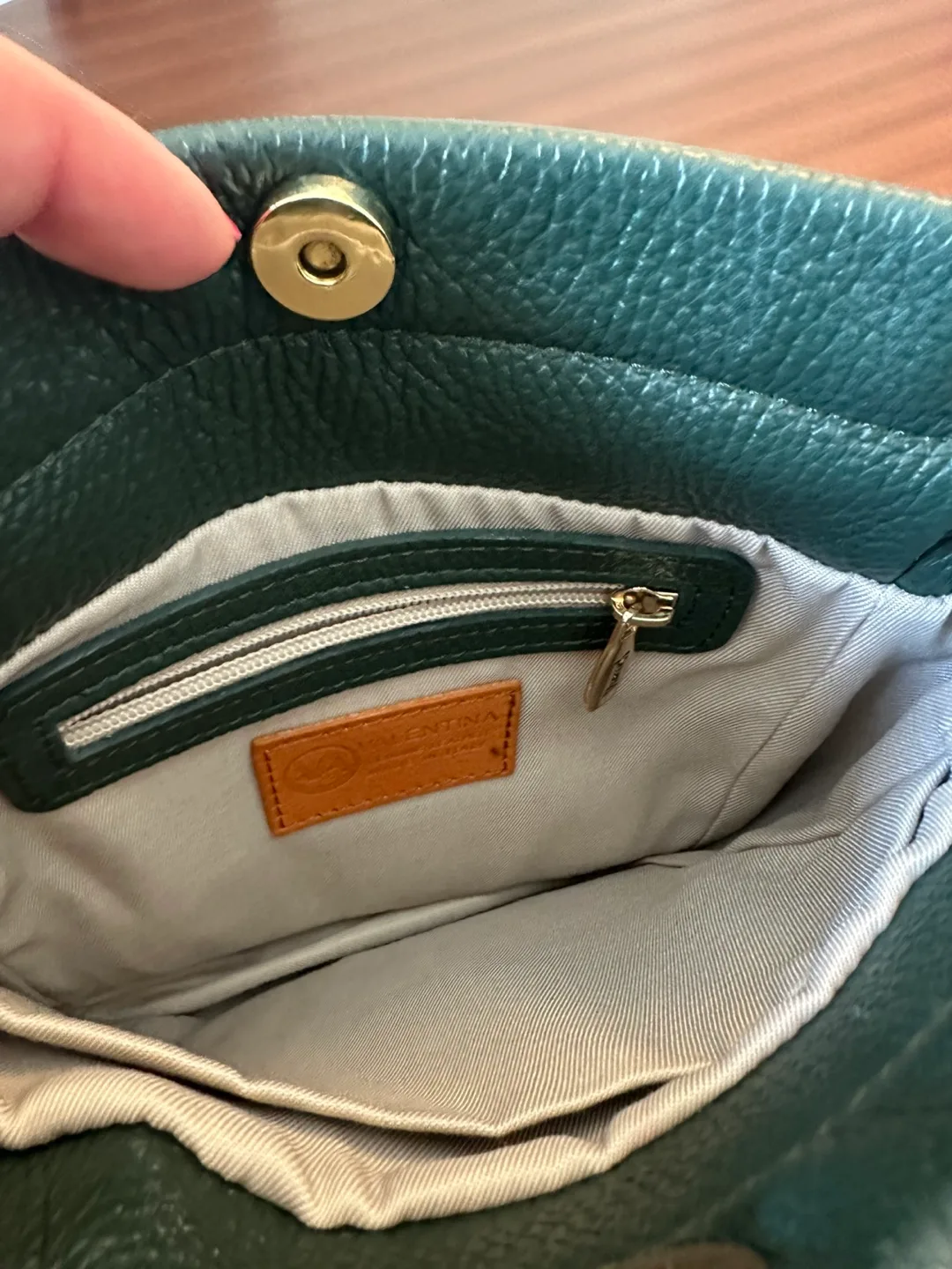 Valentina Italian Leather Crossbody Bag - Green/Brown image indicator(6)